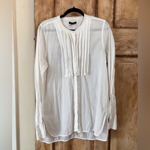 J. Crew Women’s Plus Size 16T White Pleated Button Up Shirt